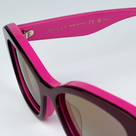 SALE! NEW Gucci GG1638S 003 Burgundy Fuchsia Mirrored Women Cat Eye Sunglasses main image 4